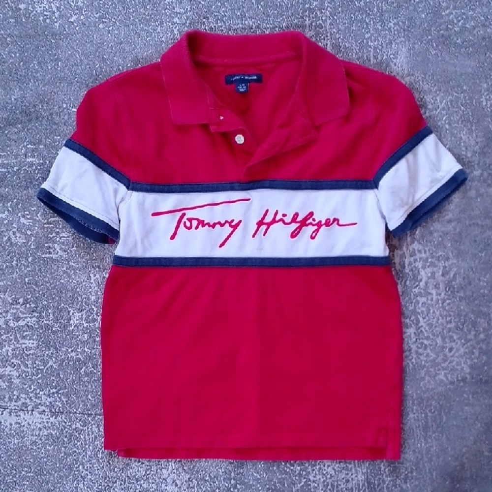 Tommy Hilfiger Kids Polo Shirt in Red and White